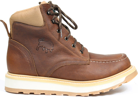 Men's Brown Genuine Leather Moc Toe Western Cowboy Ankle Work Boots Botas de Trabajo