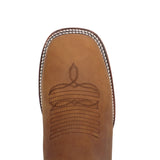 Men's Brown Genuine Leather Pull On Western Cowboy Boots Sqaure Toe Botas Vaqueras