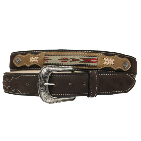 100% Genuine Leather Chocolate Nubuck Cowgirl Cowboy Belt Cinto Vaquero Rodeo Belt