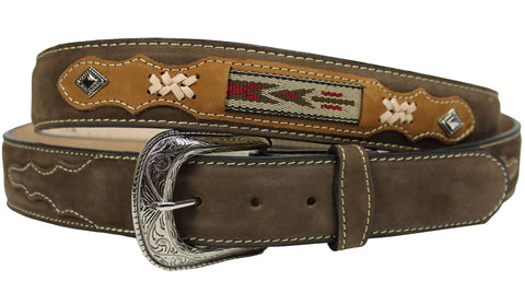 100% Brown Genuine Leather Nubuck Cowgirl Cowboy Belt Cinto Vaquero Rodeo Belt