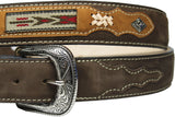 100% Brown Genuine Leather Nubuck Cowgirl Cowboy Belt Cinto Vaquero Rodeo Belt