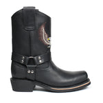 Men's Genuine Leather Eagle Cowboy Biker Boots Retro Riding Boots Botas Vaqueras